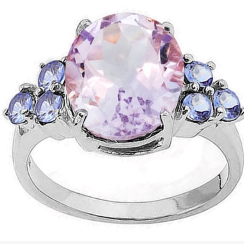 Pink Amethyst and Tanzanite ring